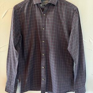 Stitch Note Long Sleeve Classic Plaid Button Down Shirt 100% Egyptian Cotton S